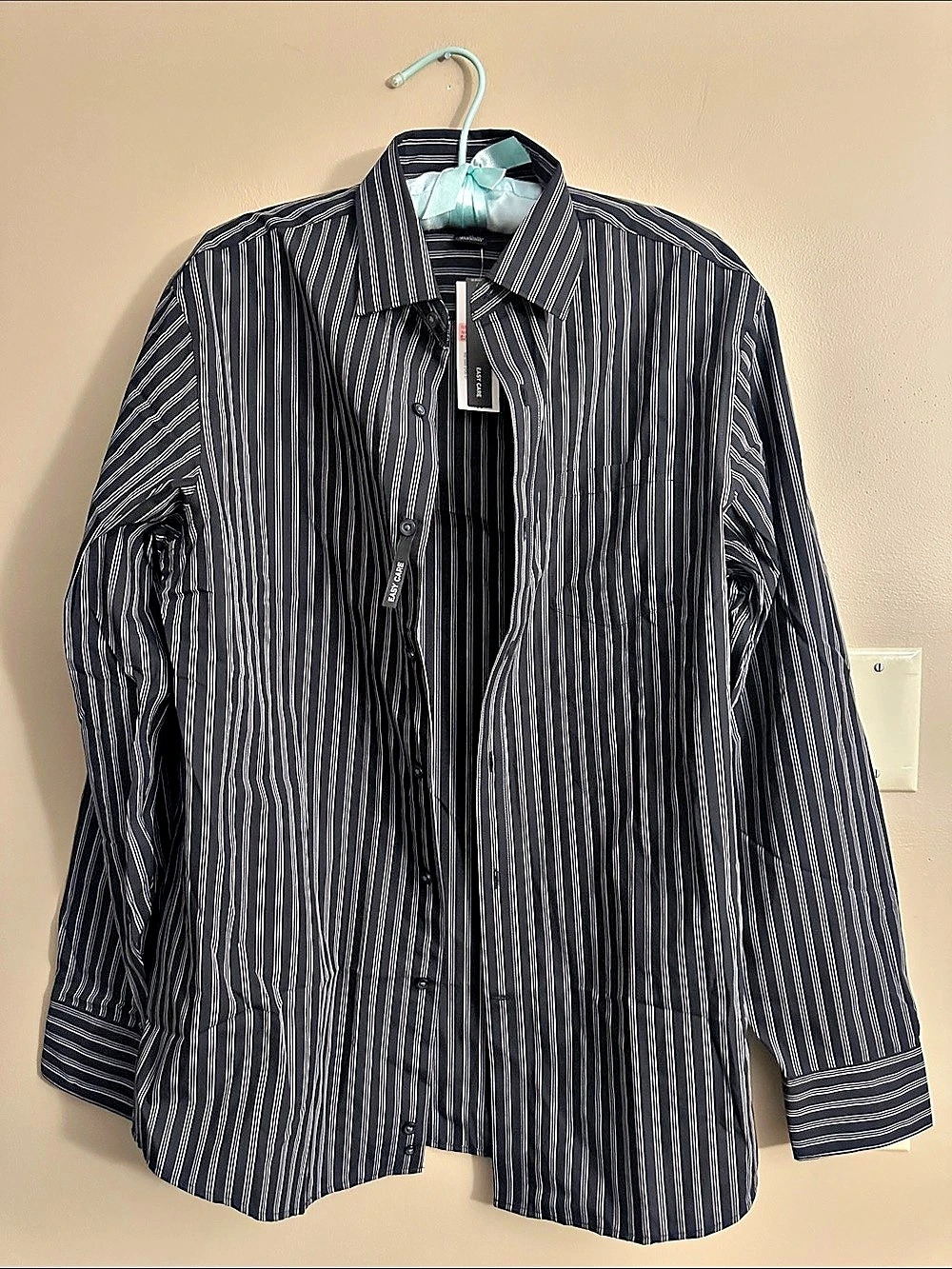 Striped Button Down in Navy & White